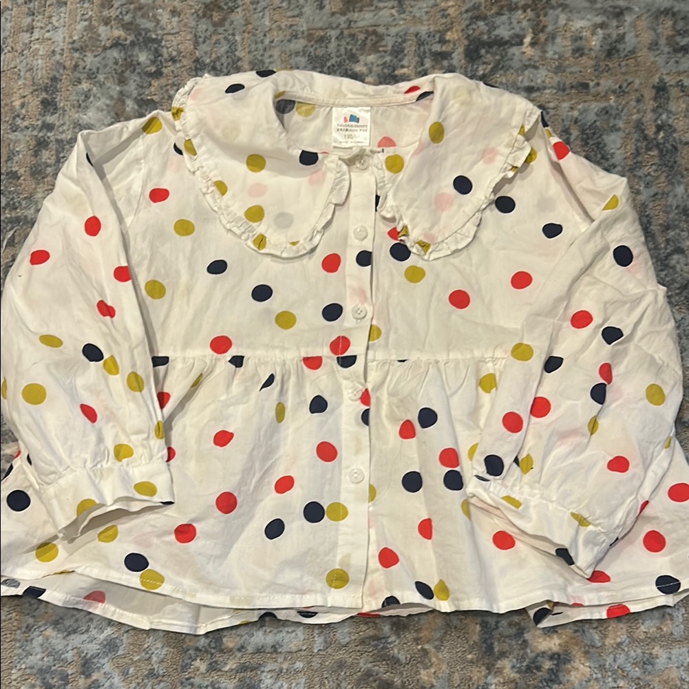 Kids Polka Dot Shirt - White With Multicolor Dots